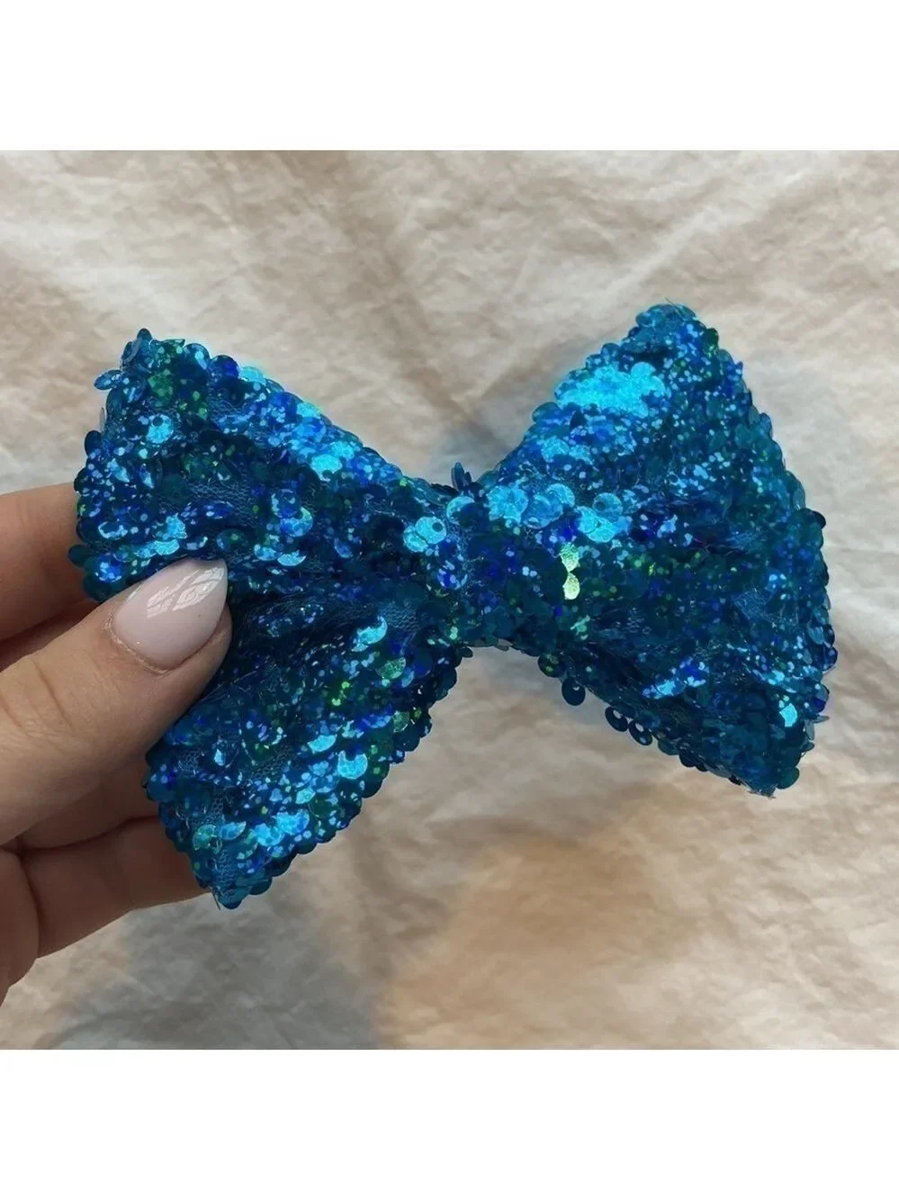 Jojo Siwa Blue Sequin Clip On Bow